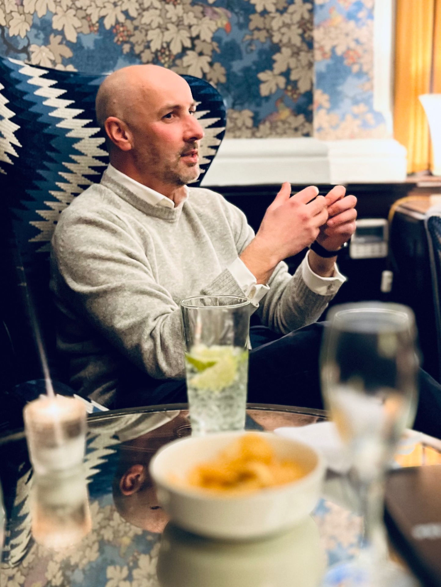 A founder making a point during the fireside chat
